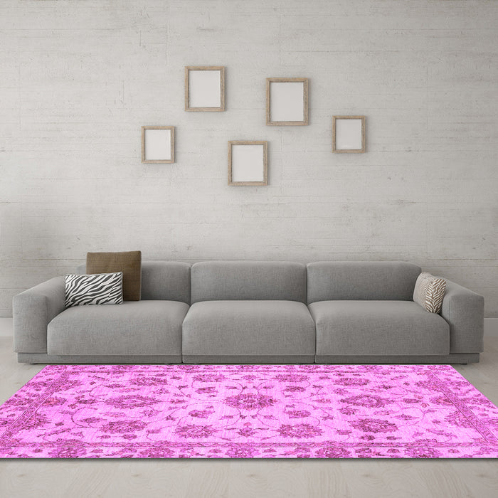 Machine Washable Abstract Purple Modern Area Rugs in a Living Room, wshabs3021pur