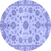 Round Abstract Blue Modern Rug, abs3021blu