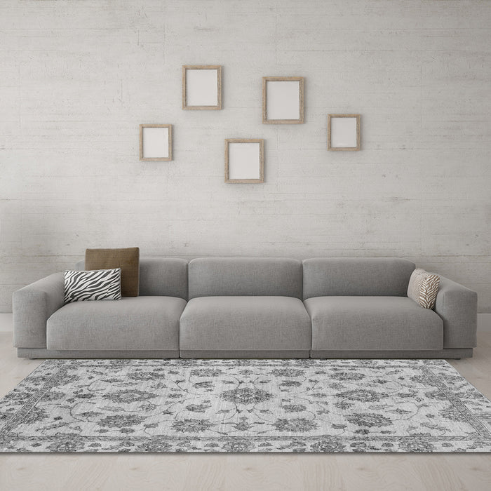 Machine Washable Abstract Gray Modern Rug in a Living Room,, wshabs3021gry