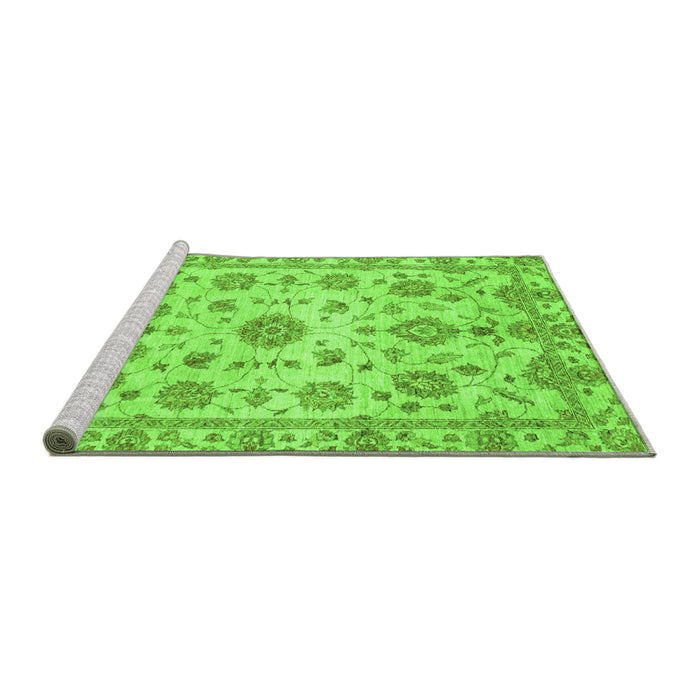 Sideview of Machine Washable Abstract Green Modern Area Rugs, wshabs3021grn