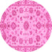 Round Abstract Pink Modern Rug, abs3021pnk