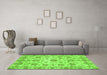 Machine Washable Abstract Green Modern Area Rugs in a Living Room,, wshabs3021grn