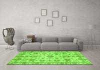 Machine Washable Abstract Green Modern Rug, wshabs3021grn