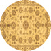 Round Abstract Brown Modern Rug, abs3021brn