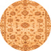 Round Machine Washable Abstract Orange Modern Area Rugs, wshabs3021org