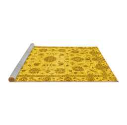 Sideview of Machine Washable Abstract Yellow Modern Rug, wshabs3021yw