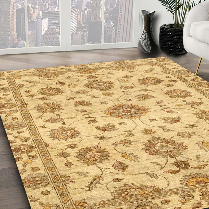 Machine Washable Abstract Chrome Gold Yellow Rug in a Family Room, wshabs3021