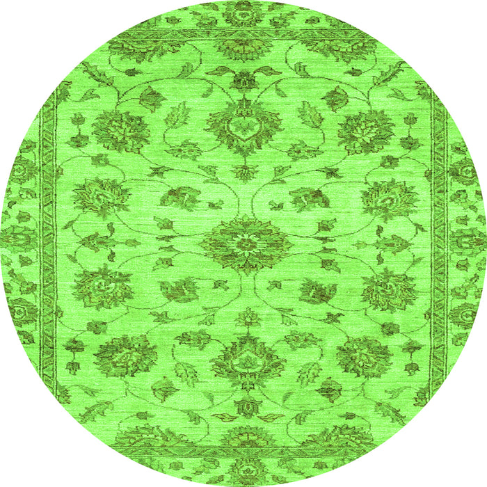 Round Machine Washable Abstract Green Modern Area Rugs, wshabs3021grn