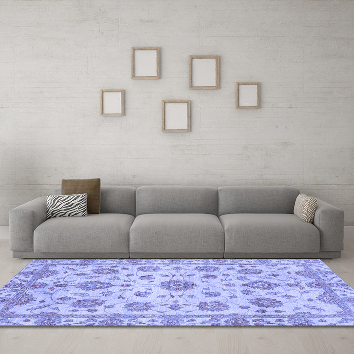 Machine Washable Abstract Blue Modern Rug in a Living Room, wshabs3021blu