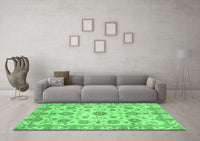 Machine Washable Abstract Emerald Green Modern Rug, wshabs3021emgrn