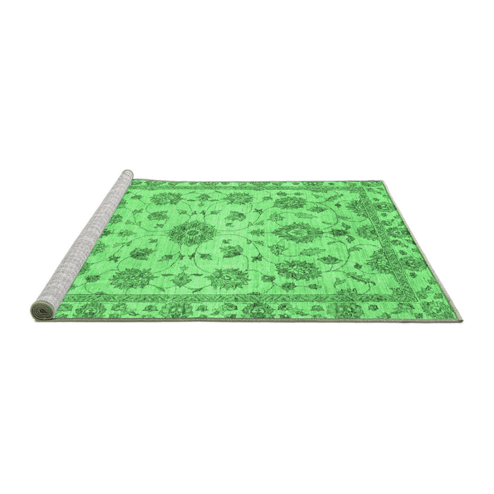 Sideview of Machine Washable Abstract Emerald Green Modern Area Rugs, wshabs3021emgrn