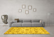 Machine Washable Abstract Yellow Modern Rug in a Living Room, wshabs3021yw