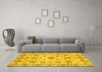 Machine Washable Abstract Yellow Modern Rug, wshabs3021yw