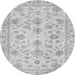 Round Machine Washable Oriental Gray Traditional Rug, wshabs3022gry