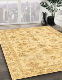 Abstract Chrome Gold Yellow Oriental Rug, abs3022