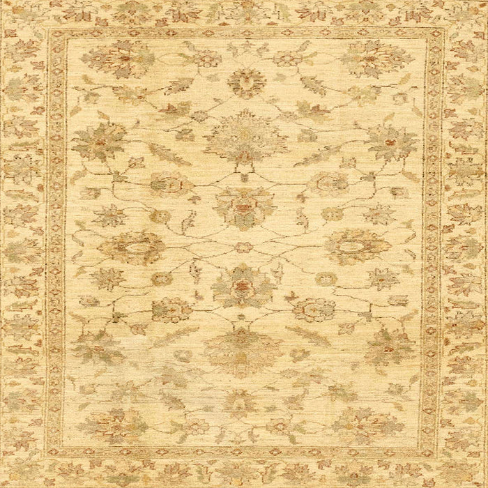 Square Abstract Chrome Gold Yellow Oriental Rug, abs3022