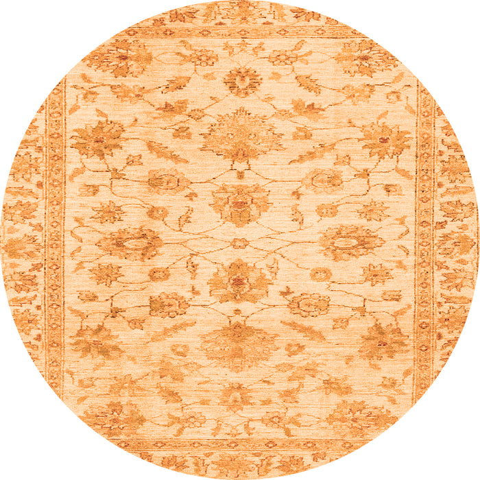 Round Machine Washable Oriental Orange Traditional Area Rugs, wshabs3022org