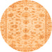 Round Machine Washable Oriental Orange Traditional Area Rugs, wshabs3022org