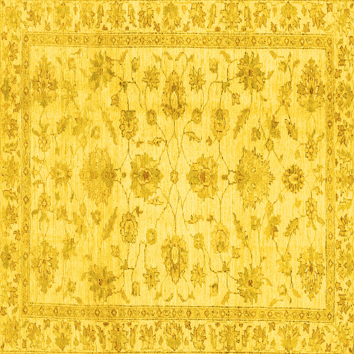 Square Machine Washable Oriental Yellow Traditional Rug, wshabs3022yw