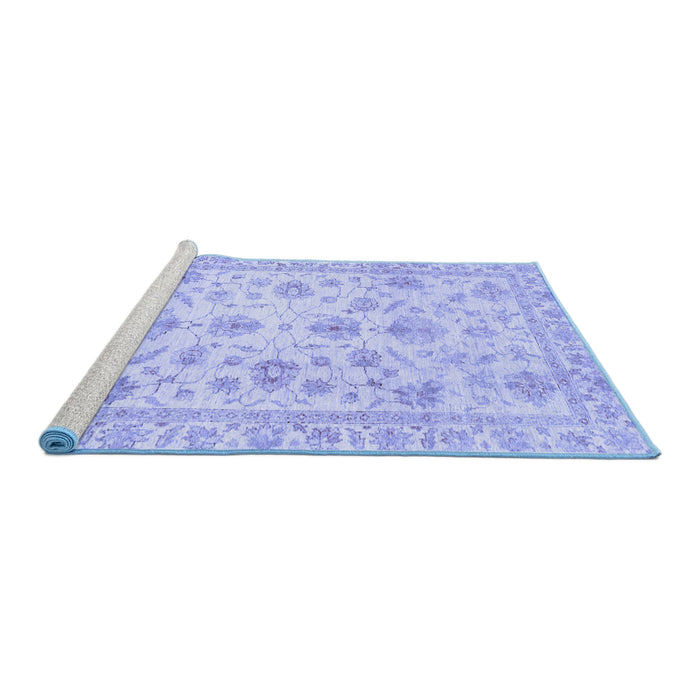 Sideview of Machine Washable Oriental Blue Traditional Rug, wshabs3022blu