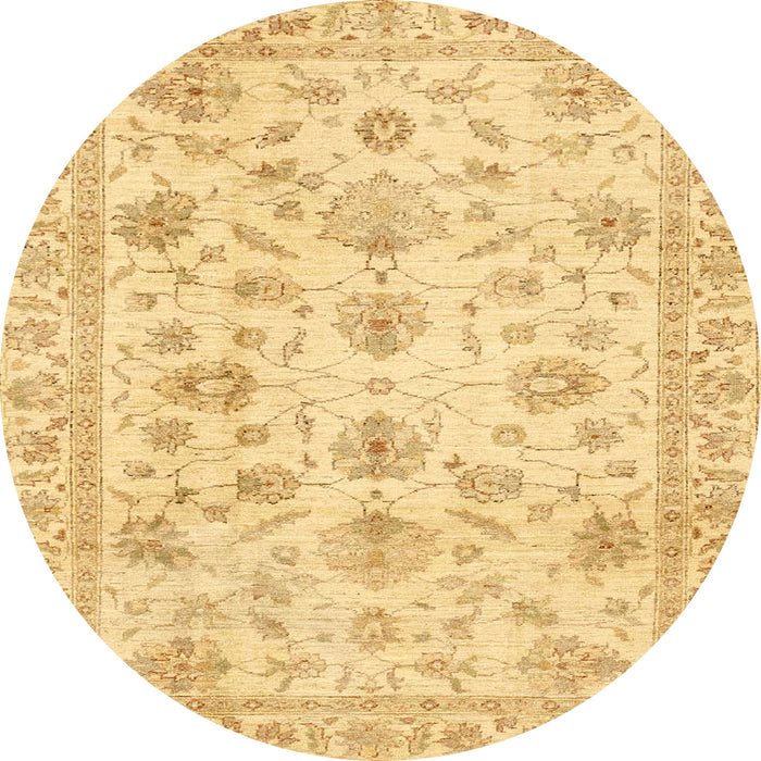 Round Machine Washable Abstract Chrome Gold Yellow Rug, wshabs3022