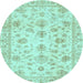 Round Oriental Light Blue Traditional Rug, abs3022lblu