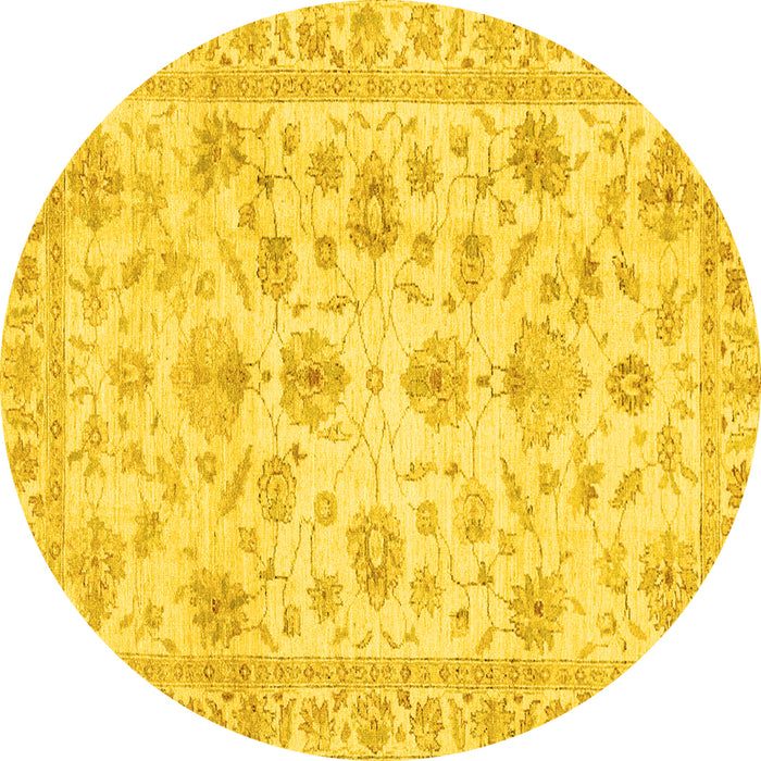 Round Oriental Yellow Traditional Rug, abs3022yw
