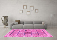 Machine Washable Abstract Pink Modern Rug, wshabs3023pnk