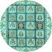 Round Machine Washable Abstract Light Blue Modern Rug, wshabs3023lblu