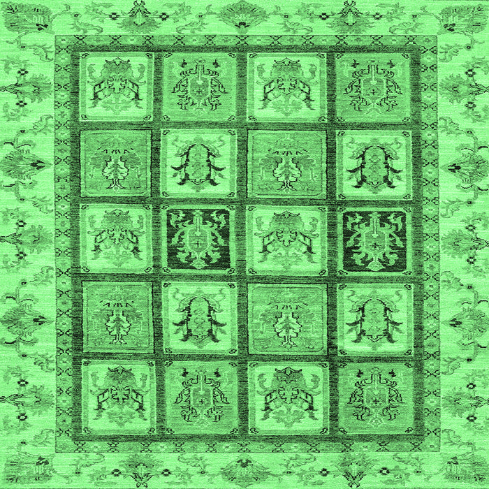 Square Abstract Emerald Green Modern Rug, abs3023emgrn