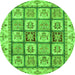 Round Abstract Green Modern Rug, abs3023grn