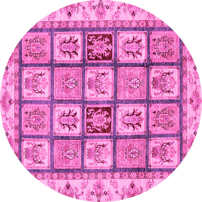 Round Abstract Pink Modern Rug, abs3023pnk