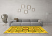 Machine Washable Abstract Yellow Modern Rug in a Living Room, wshabs3023yw