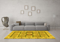 Machine Washable Abstract Yellow Modern Rug, wshabs3023yw