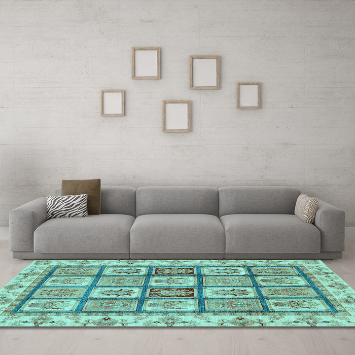 Machine Washable Abstract Light Blue Modern Rug in a Living Room, wshabs3023lblu