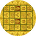 Round Abstract Yellow Modern Rug, abs3023yw