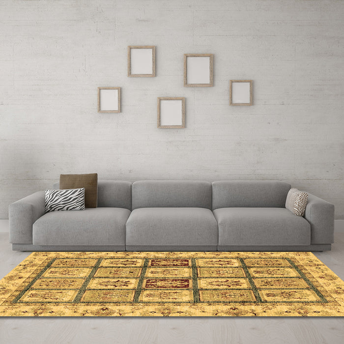 Machine Washable Abstract Brown Modern Rug in a Living Room,, wshabs3023brn
