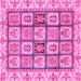 Square Machine Washable Abstract Pink Modern Rug, wshabs3023pnk