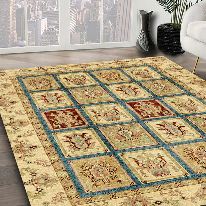 Machine Washable Abstract Chrome Gold Yellow Rug in a Family Room, wshabs3023