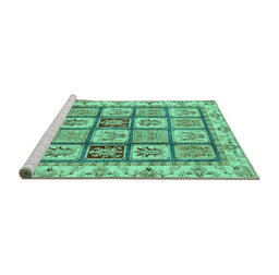Sideview of Machine Washable Abstract Turquoise Modern Area Rugs, wshabs3023turq