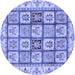 Round Abstract Blue Modern Rug, abs3023blu