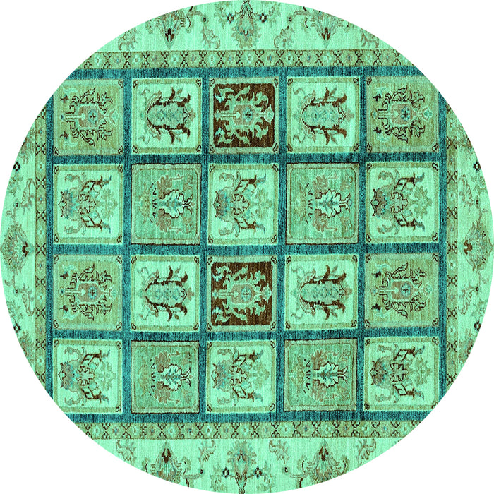 Round Abstract Turquoise Modern Rug, abs3023turq