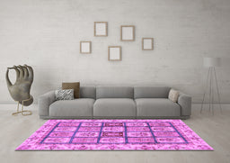 Machine Washable Abstract Purple Modern Area Rugs in a Living Room, wshabs3023pur