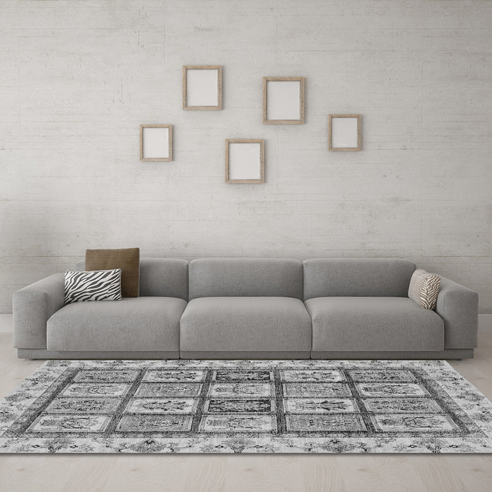 Machine Washable Abstract Gray Modern Rug in a Living Room,, wshabs3023gry