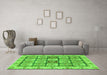 Machine Washable Abstract Green Modern Area Rugs in a Living Room,, wshabs3023grn