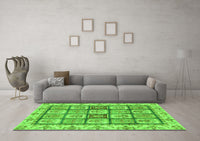 Machine Washable Abstract Green Modern Rug, wshabs3023grn