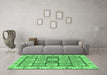 Machine Washable Abstract Emerald Green Modern Area Rugs in a Living Room,, wshabs3023emgrn