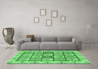 Machine Washable Abstract Emerald Green Modern Rug, wshabs3023emgrn