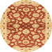 Round Abstract Orange Red Oriental Rug, abs3024