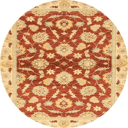 Round Machine Washable Abstract Orange Red Rug, wshabs3024